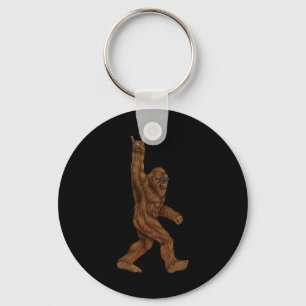 Rock On Bigfoot Sasquatch Loves Rock And Roll Sung Keychain