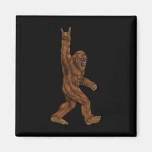 Rock On Bigfoot Sasquatch Loves Rock And Roll Sung Magnet