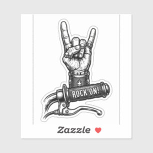 Rock On Biker Decal — Motorcycle Throttle Sticker