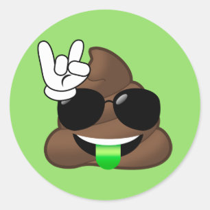 Rock On Cool Poop Emoji Green Stickers