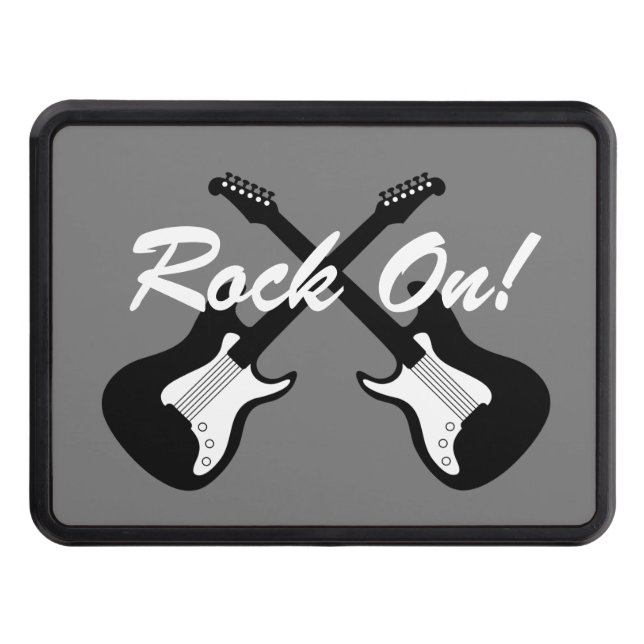 Rock On crossed guitars custom car hitch cover (Front)