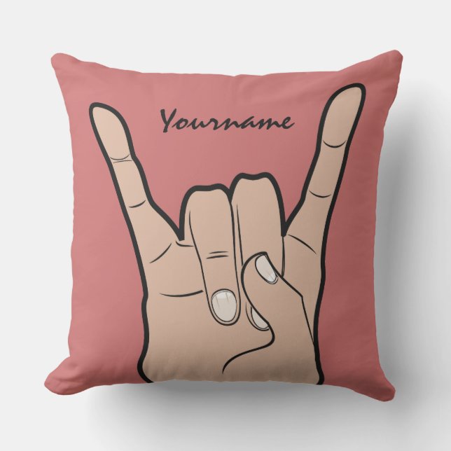 ROCK ON custom name & colour throw pillow (Front)