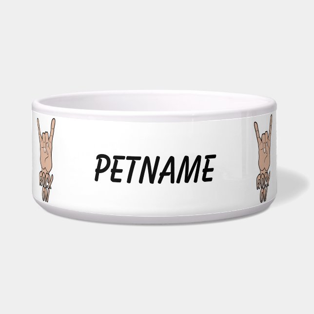 ROCK ON custom pet bowls (Front)