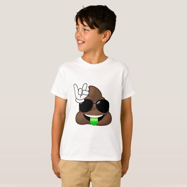 Rock On Emoji Poop T-Shirt (Front Full)