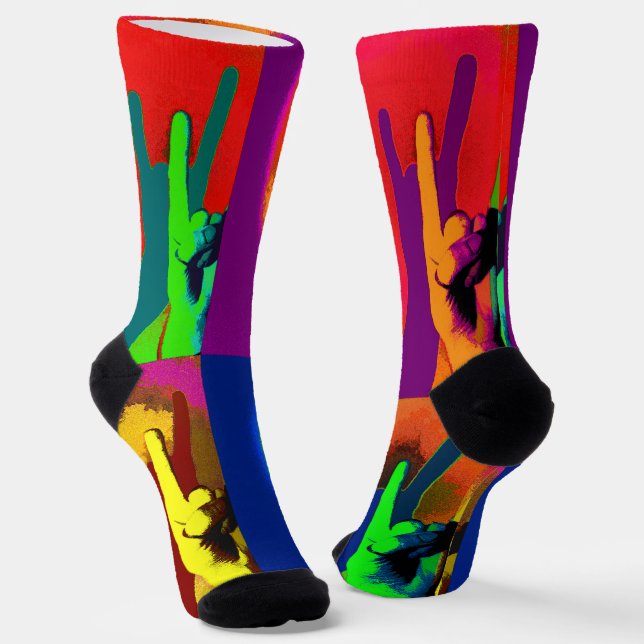 Rock On Everyone - You Rock Hand Signs Socks (Angled)