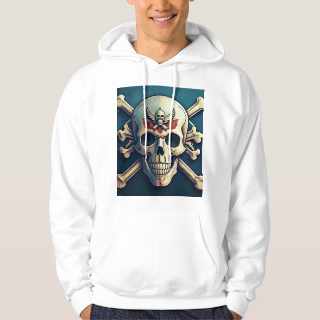 Rock On Forever T-Shirt - Skull Design" Hoodie (Front)