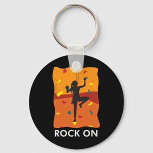 Rock On Girl Wall Climbing Secure Bouldering Proud Keychain