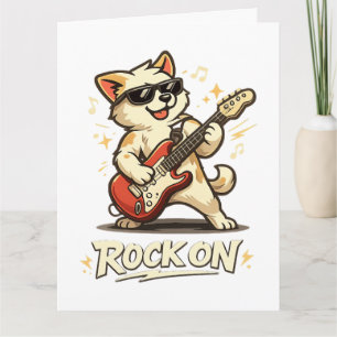 Rock On Guitar Dog Funny Rock Music Thank You Card