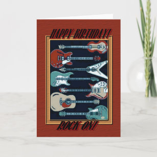 Rock On Guitar Pattern Greeting Card