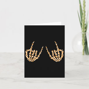 Rock On Halloween Chequered Pattern Skeleton Hand  Card