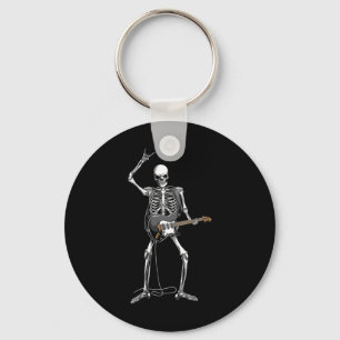 Rock On Halloween Skeleton Guitarist Rock And Roll Keychain