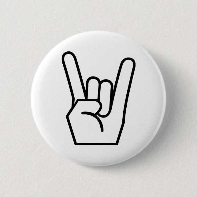 Rock on hand sign 2 inch round button (Front)