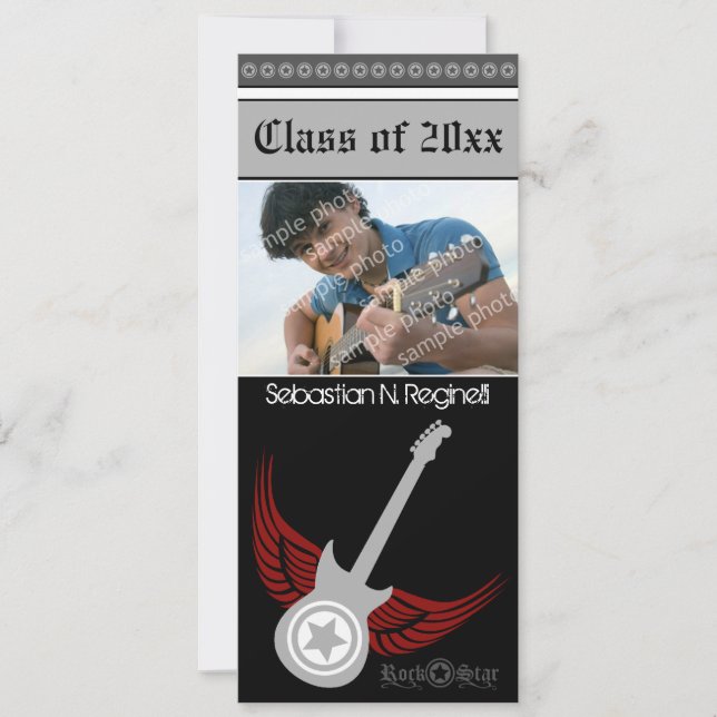 Rock on! Hip Graduation Announcement (grey) (Front)