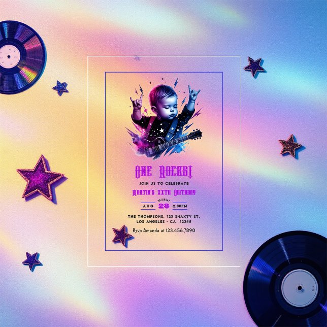 Rock On Party Theme One Rocks 1st First Birthday Acrylic Invitations (Rock On Party Theme One Rocks 1st First Birthday Acrylic Invitation)