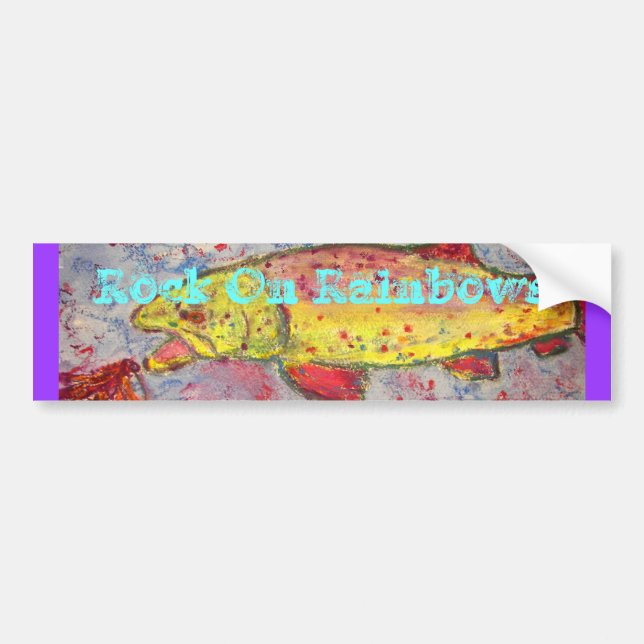 rock on rainbows bumper sticker (Front)