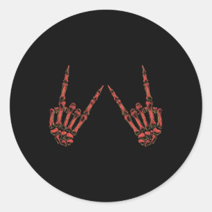 Rock On Rock And Roll Skeleton Hands - For Concert Classic Round Sticker