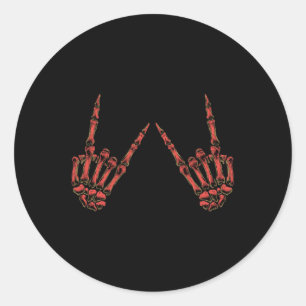 Rock On Rock And Roll Skeleton Hands - For Concert Classic Round Sticker