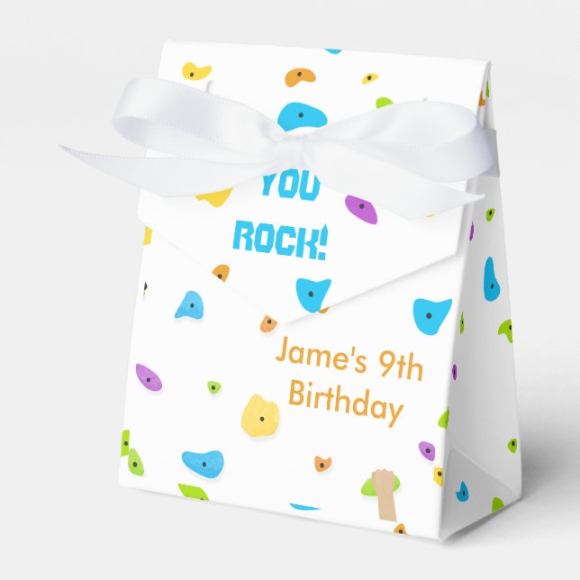 Rock on Rock Climbing Birthday Party Favor Box (Front Side)