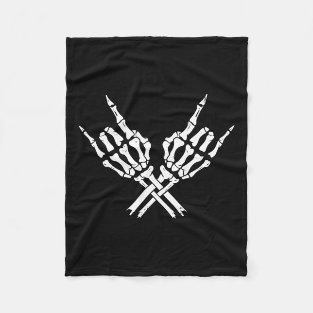 Rock On Rock Star Concert Buddy Skeleton Hands Hal Fleece Blanket (Front)
