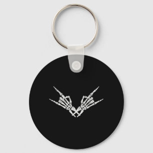 Rock On Rock Star Skeleton Hand Skull Funny Keychain