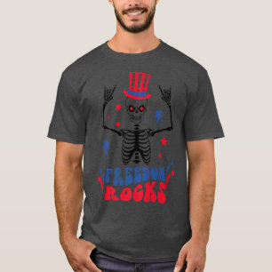 Rock On Rock Star Skeleton Hands 4th of July Freed T-Shirt