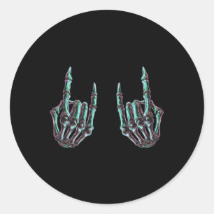 Rock On Rock Star Skeleton Hands - Concert Band Gr Classic Round Sticker