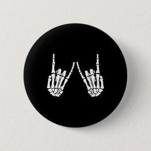 Rock On Rock Star Skeleton Hands Halloween Costume 2 Inch Round Button