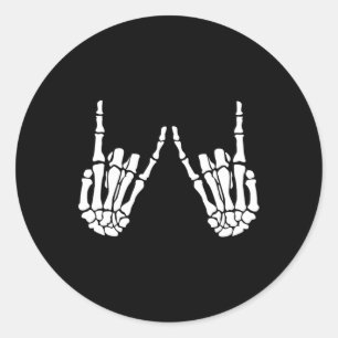 Rock On Rock Star Skeleton Hands Halloween Costume Classic Round Sticker