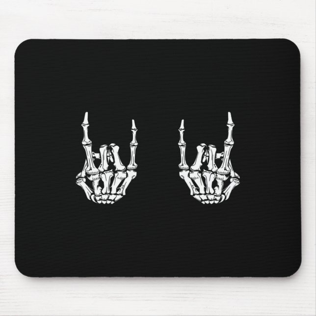 Rock On Rock Star Skeleton Hands Rocker Fun Hallow Mouse Pad (Front)