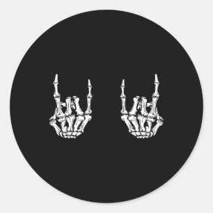 Rock On Rock Star Skeleton Hands Rocker Funny Hall Classic Round Sticker