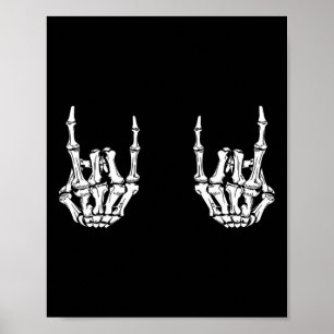 Rock On Rock Star Skeleton Hands Rocker Funny Hall Poster