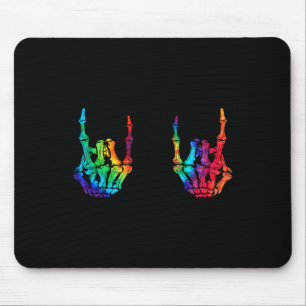 Rock On Rock Star Skeleton Hands Rocker Halloween Mouse Pad