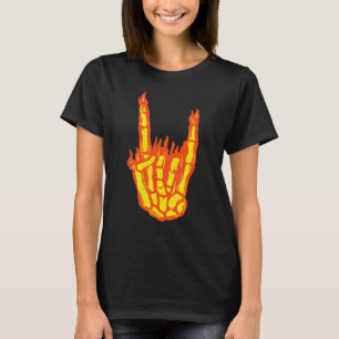 Rock On Skeleton Hand Gestures Hard Rock On Skelet T-Shirt