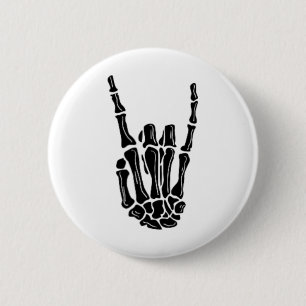 Rock On Skeleton Hand Halloween 2 Inch Round Button