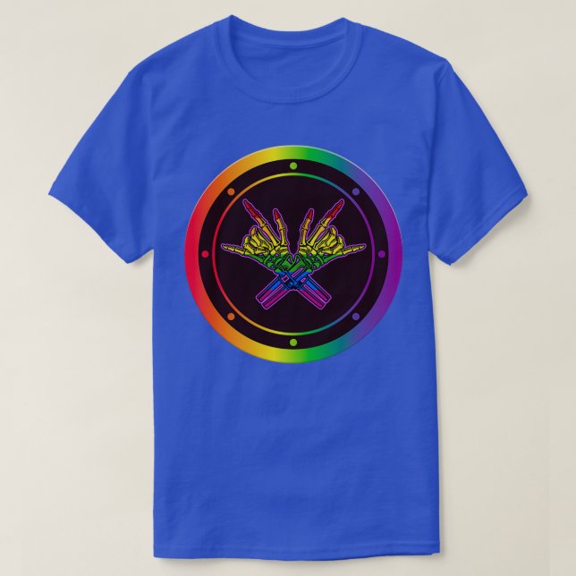 Rock On Skeleton Hand Pride T-Shirt (Design Front)