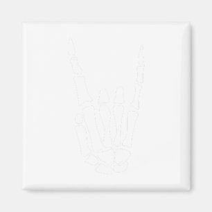 Rock On Skeleton Hand Sign - Minimalistic Hallowee Magnet