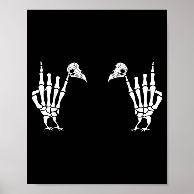 Rock on Skeleton Hand Turkey Halloween Funny Poster (Front)