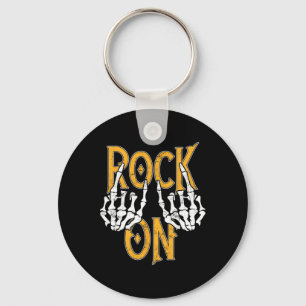 Rock On Skeleton Hands Rock And Roll Metal Concert Keychain
