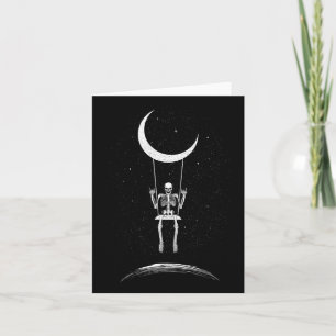 Rock On Skeleton Moon Rock And Roll Men Women Rock Card
