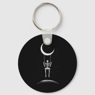 Rock On Skeleton Moon Rock And Roll Men Women Rock Keychain