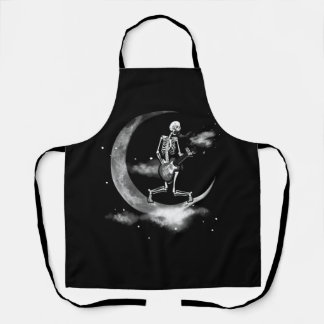 Rock On Skeleton Moon Rock And Roll Performance Ha Apron