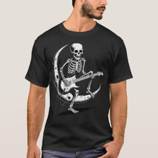 Rock On Skeleton Moon Rock And Roll T-Shirt