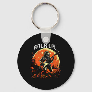 Rock On Skeleton Playing Guitar Rock And Roll Hall Keychain