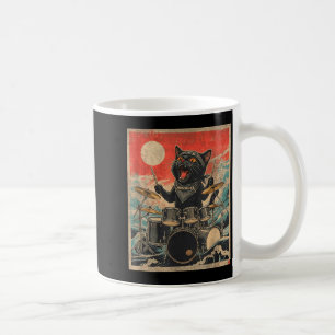 Rock On Vintage Drummer Cat Cool Band Style Gift Coffee Mug