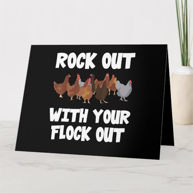 Rock Out With Your Flock Out Funny Chicken 210 Card (Front)