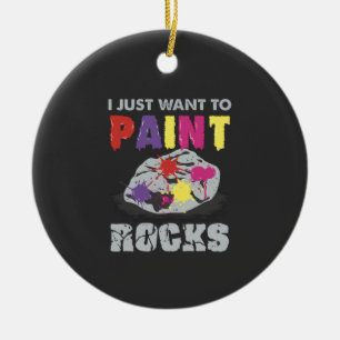 Rock Painting Ceramic Ornament