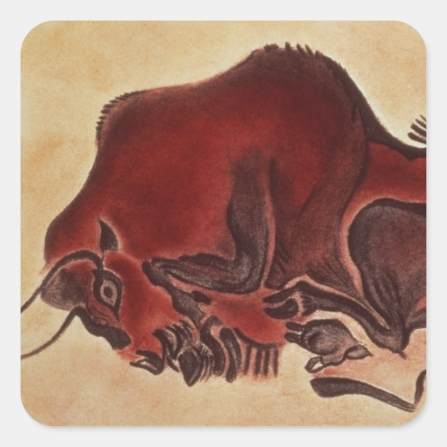 Rock painting of a bison, late Magdalenian Square Sticker (Front)