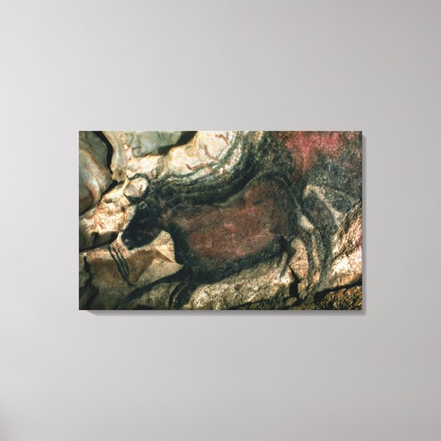 Rock painting of a black bull, c.17000 BC (cave pa Canvas Print (Front)
