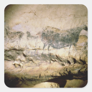 Rock painting of a black cow, c.17000 BC Square Sticker