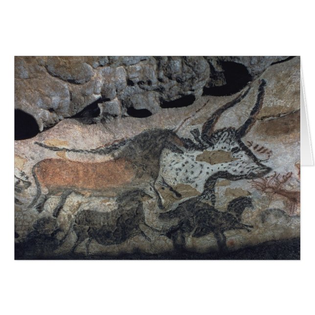 Rock painting of a bull and horses, c.17000 BC (ca (Front Horizontal)